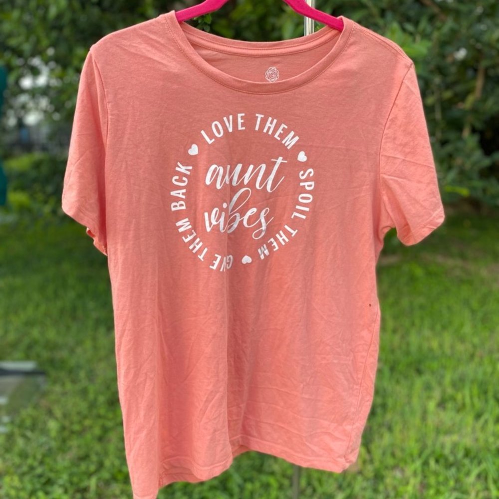 Aunt Vibes Tshirt Short Sleeve Coral Pink XL